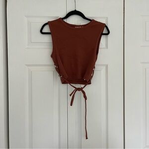 Rust Sleeveless Tie-Back Top